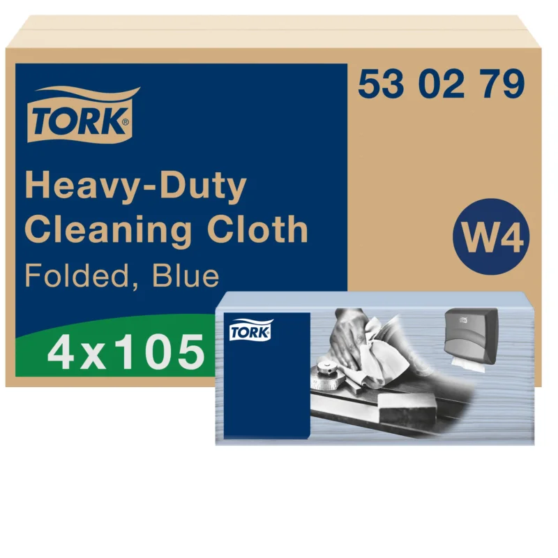 Kampanjpris Tork Tork Kraftigt utförande Ovävt tyg Trasor, Blå Kraftig rengöring 41.5 x 35.5 cm, Torr Låda 105 Per Pack Upprepad