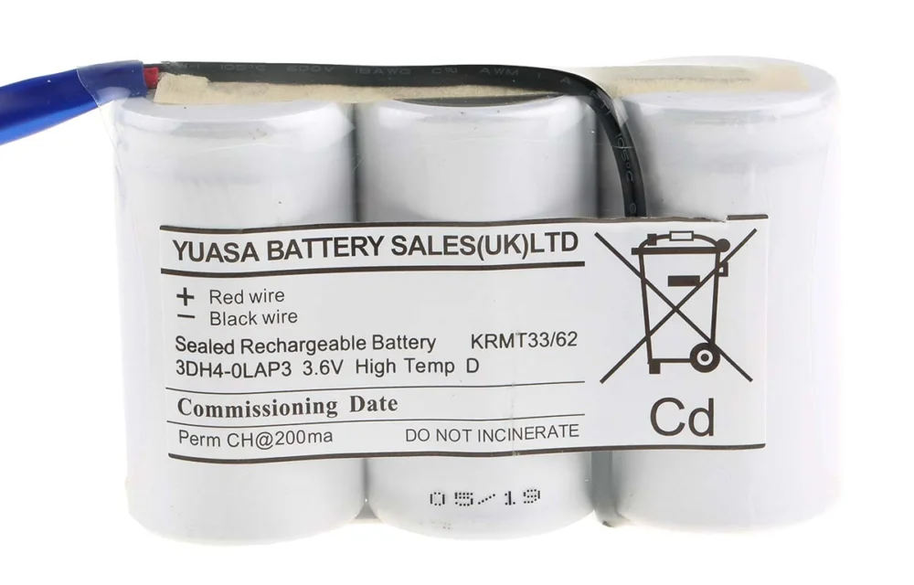 Yuasa 3.6 V NiCd Laddningsbart batteripaket, 3 celler, 4500 mAh Snabb frakt