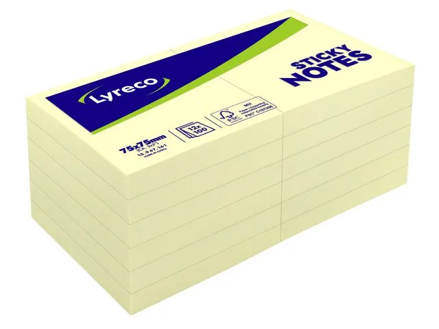 Beställ nu Notesstd 75x75mm gul 12/FP
