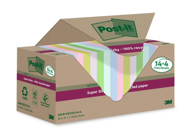 Notes POST-IT SS 76x76mm re sort.f 18/FP Säker betalning