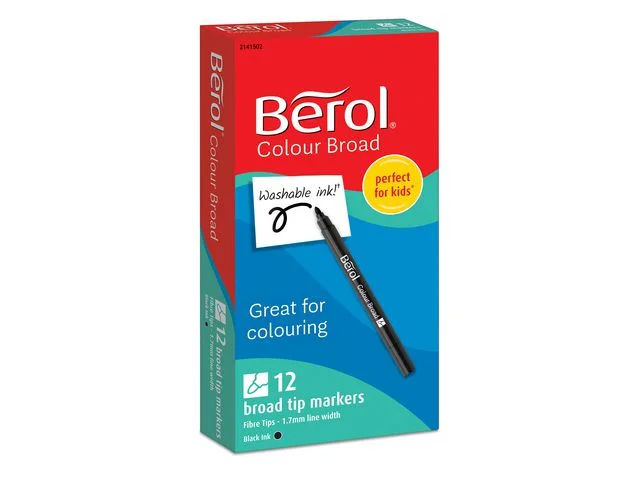 Fynd Fiberpenna BEROL Broad svart 12/fp
