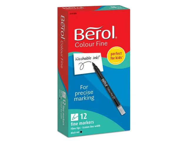 Fiberpenna BEROL Fine svart 12/fp Erbjudandepris