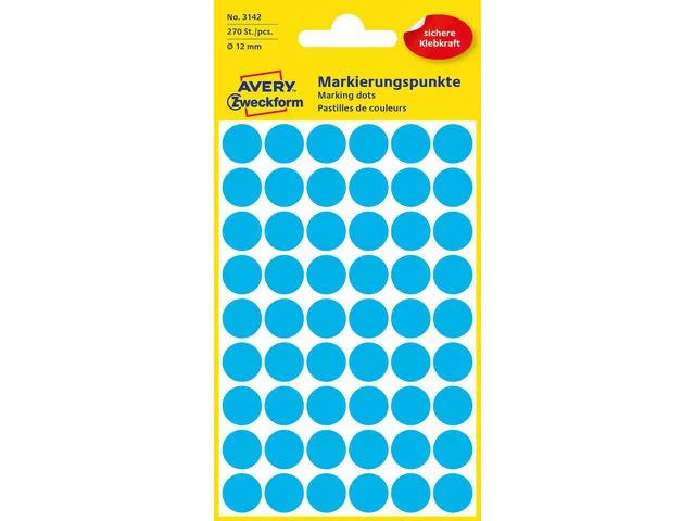 Färgkodningsprick AVERY Ø12mm blå 270/FP Expressleverans