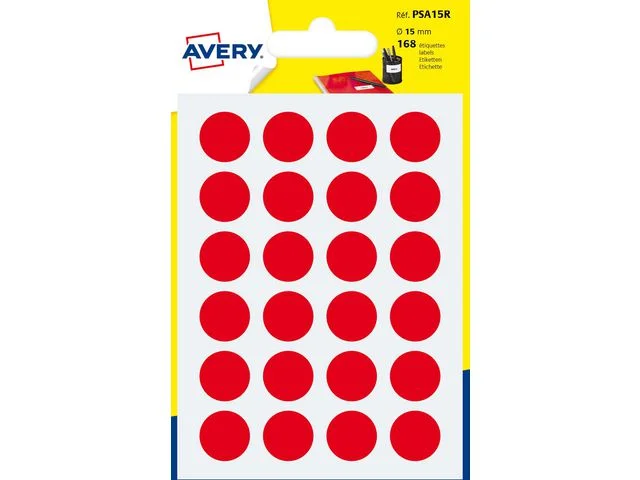 Etikett AVERY 15mm röd 168/FP Populärt val