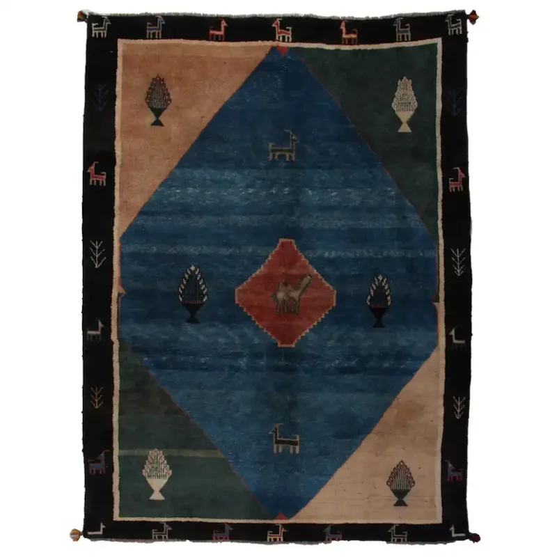 Persisk Matta Arkiio Gabbeh Shiraz Ull Blå/Svart 197x260 Sänkt pris