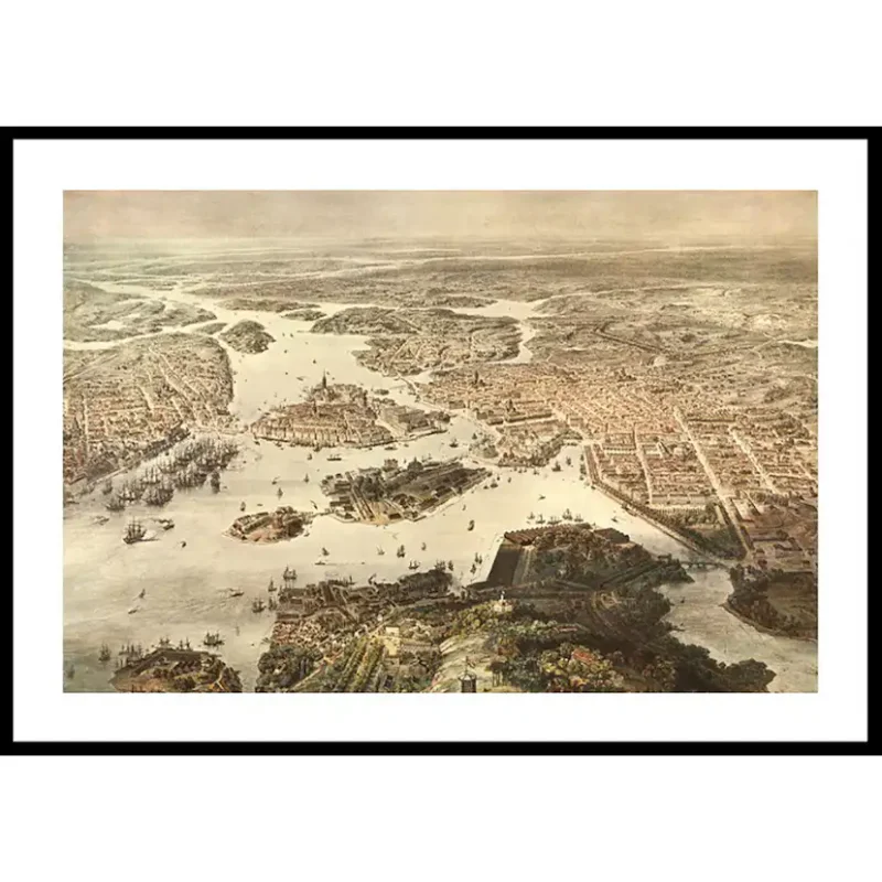 Snabb frakt Poster Gallerix Fogelvue Over Stockholm 1860Storlek: 21x30 cm